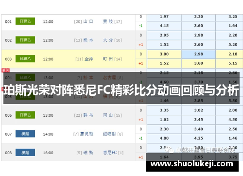 珀斯光荣对阵悉尼FC精彩比分动画回顾与分析
